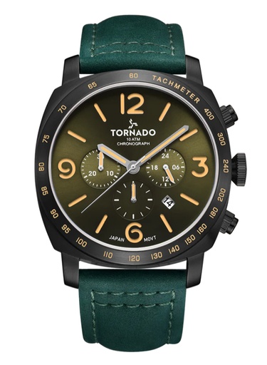 [T9102-BLHH] TORNADO LUMINA CHRONOSPHERE Men's Chronograph Green Dial Watch - T9102-BLHH
