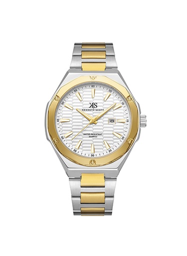 [K23026-TBTW] Kenneth Scott Men's Analog White Dial Watch - K23026-TBTW