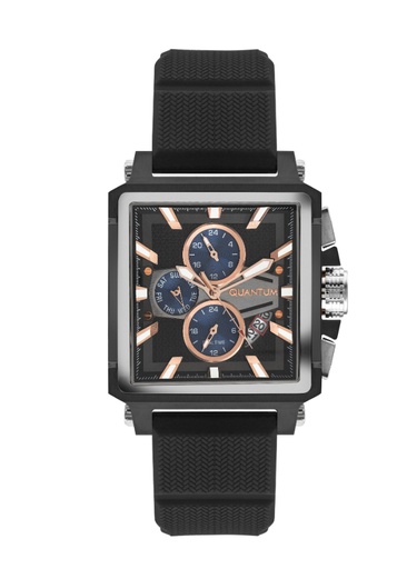 [HNG969.650] Quantum Men's Date&Dual Time Black Dial Watch - HNG969.650
