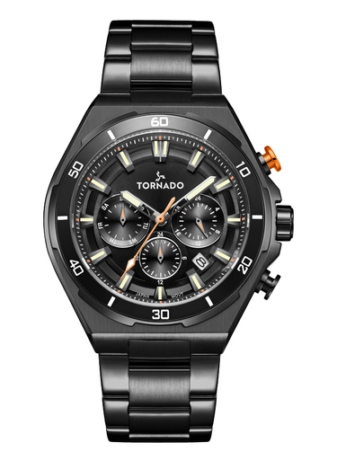 [T24104-BBBB] TORNADO STRELLAR X Men's Multi Function Black Dial Watch - T24104-BBBB