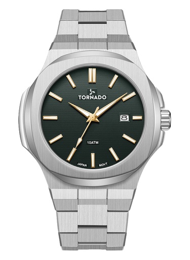 [T21001-SBSHG] TORNADO AURORA EON Men's Analog Green Dial Watch - T21001-SBSHG