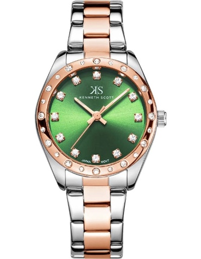 [K24509-KBKH] Kenneth Scott Women's Analog Green Dial Watch - K24509-KBKH