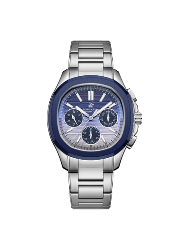[BP3212X.391] BHPC Gents  MULTIFUNCTION  S.S/IP BLUE Case S.S STEEL Band BLUE 289C TO SILVER Dial