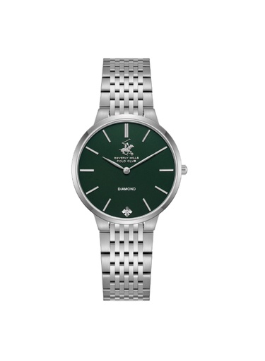 [BP3775X.370] BHPC Ladies 2H Fn S.S Case S.S STEEL Band GREEN CERAMIC Dial
