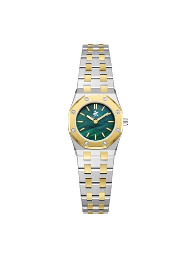 [BP3798X.270] BHPC Ladies 2H Fn S.S/IP GOLD Case S.S/IP GOLD STEEL Band GREEN 553C MOP Dial