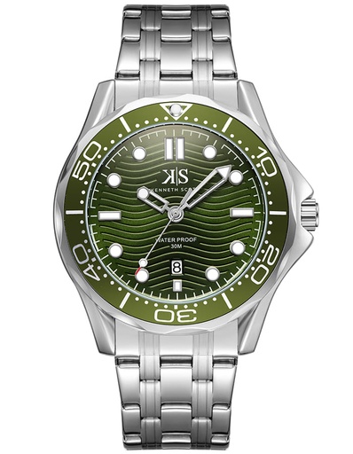 [K22009-SBSH] Kenneth Scott Men's Analog Green Dial Watch - K22009-SBSH
