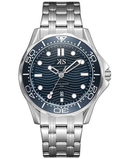 [K22009-SBSN] Kenneth Scott Men's Analog Blue Dial Watch - K22009-SBSN