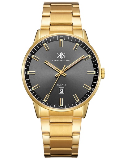 [K22010-GBGB] Kenneth Scott Men's Analog Black Dial Watch - K22010-GBGB