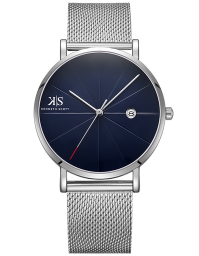 [K22013-SMSN] Kenneth Scott Men's Analog Blue Dial Watch - K22013-SMSN