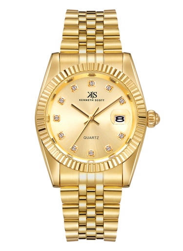 [K22036-GBGC] Kenneth Scott Men's Analog Beige Dial Watch - K22036-GBGC
